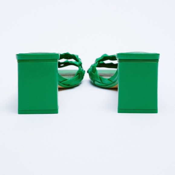 Zara green heeled woven sandals high heels - Picture 5 of 7